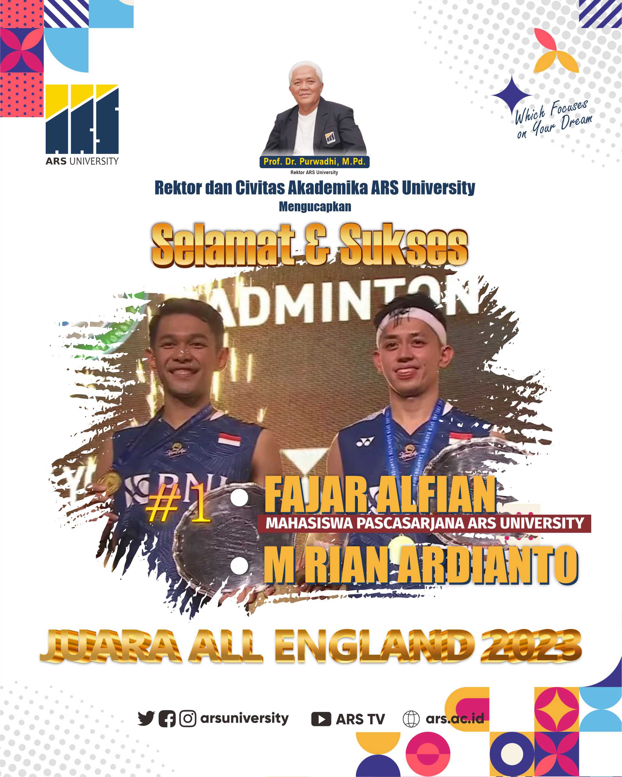 FAJAR ALFIAN, MAHASISWA MAGISTER MANAJEMEN ARS UNIVERSITY MERAIH KEJUARAAN TERBUKA ALL ENGLAND 2023