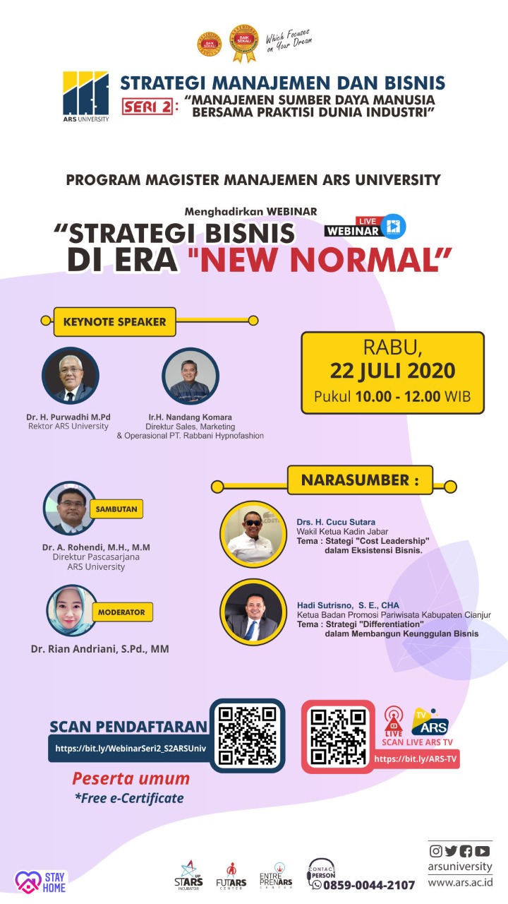 WEBINAR Strategi Manajemen dan Bisnis Seri-2 :Strategi Bisnis di Era New Normal