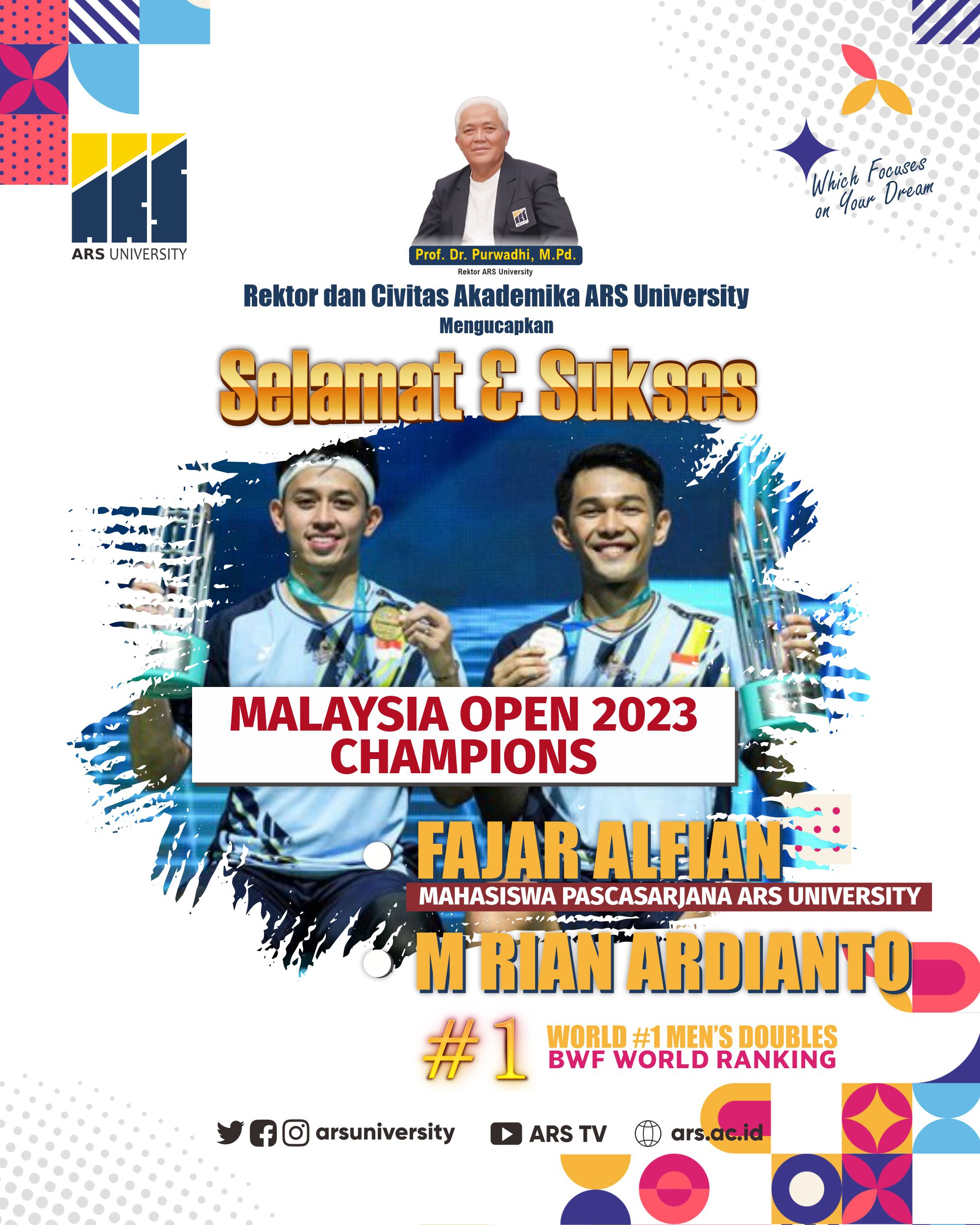 Fajar Alfian, Mahasiswa ARS University, Menjadi Juara Ganda Putra di Malaysia Open 2023